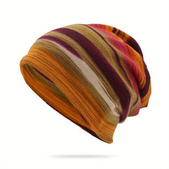 Striped Print Multifunctional Hat Neck Gaiter Pullover Hat