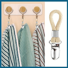 4pcs Woven Cotton Rope Loop Towel Clip Bathroom Towel Hangers