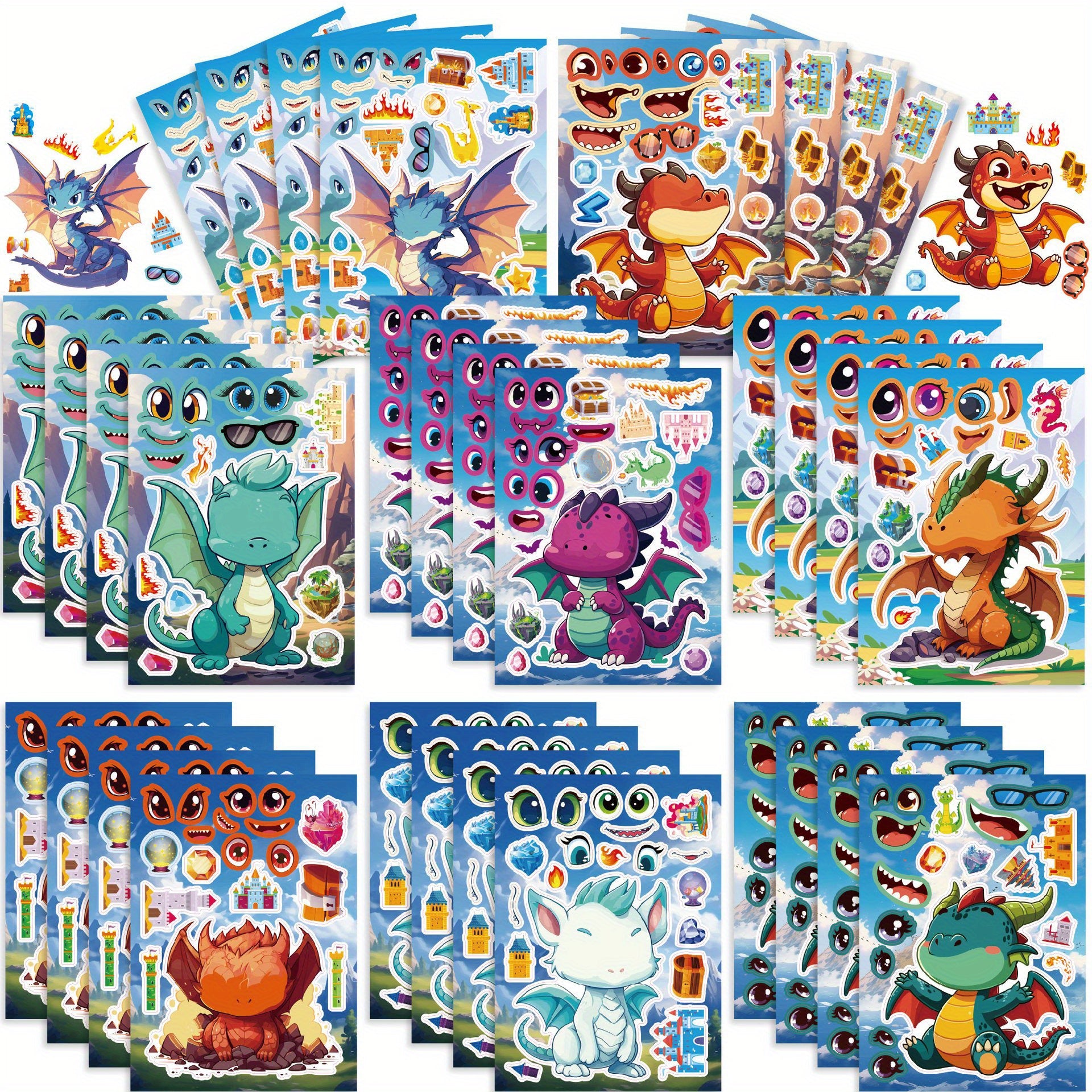1000 Dinosaur & Dragon DIY Stickers for Scrapbooking Party Decorations