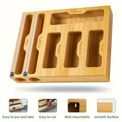 Bamboo Ziplock Bag and Wrap Organizer Set
