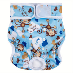 1pc Cartoon Washable Female Dog Diapers Reusable Leak Proof Puppy Diapers