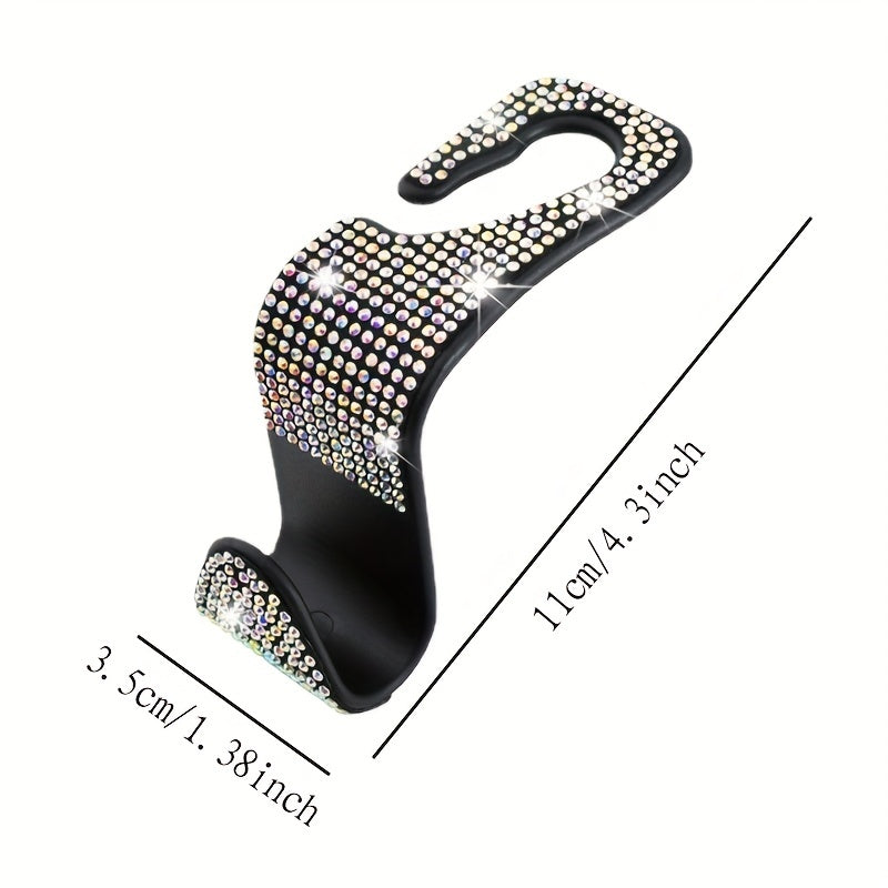 2pcs Bling Car Seat Back Hook Rhinestones Car Handbag Purse Holder