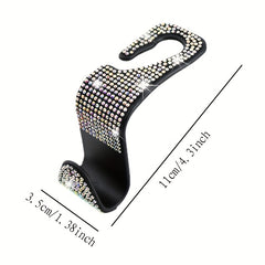 2pcs Bling Car Seat Back Hook Rhinestones Car Handbag Purse Holder