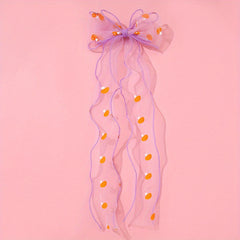 Mesh Bowknot Mushroom Pattern Hair Clip with Non-Slip Back