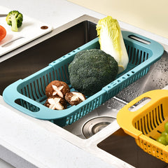Adjustable Sink Colander Vegetable Washing Basket Drain Basket Strainer Rack