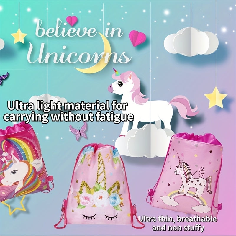 Unicorn Pattern Drawstrings Backpack for Kids