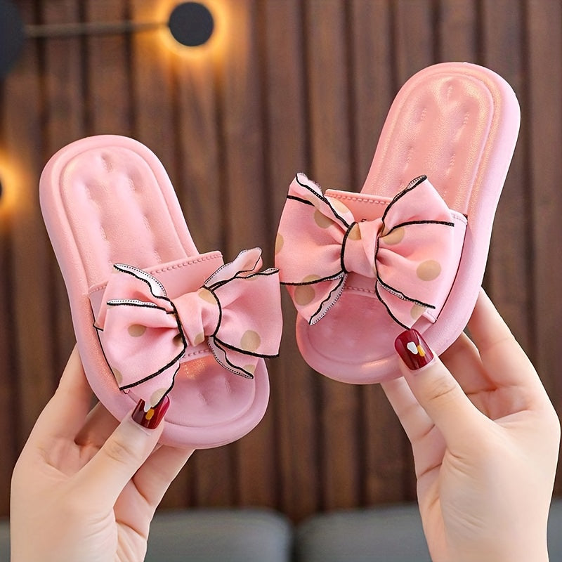 Girls Bowknot Slippers Non Slip Lightweight Open Toe Slippers for Indoor Outdoor