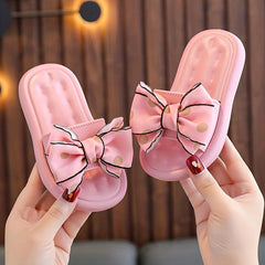 Girls Bowknot Slippers Non Slip Lightweight Open Toe Slippers for Indoor Outdoor