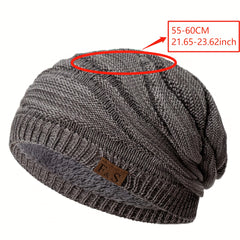 Men's Windproof Fleece Woolen Pullover Hat for Daily Use