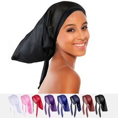 Women Satin Braid Bonnet Hat Sleep Caps Night Caps Solid Bonnet
