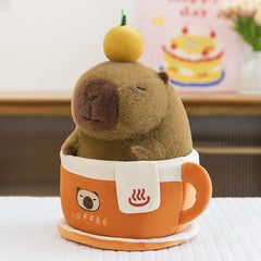 2pcs Capybara Plush Toy Set Office Decor Removable from Cup