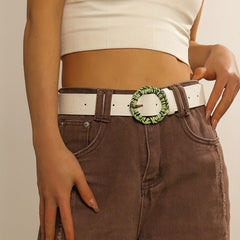  Stylish PU Leather Crocodile Pattern Embossed Belt for Women