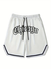 Men's Chicago Graphic Drawstring Stretchy Short Pants