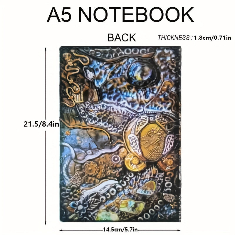3D Feilong A5 Notebook Vintage European Embossed PU Leather Ruffled Notebook