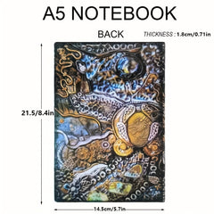 3D Feilong A5 Notebook Vintage European Embossed PU Leather Ruffled Notebook
