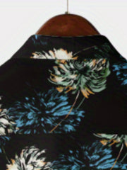 Men's Floral Camp Collar Bowling Shirt Short Sleeve Hawaiian Casual