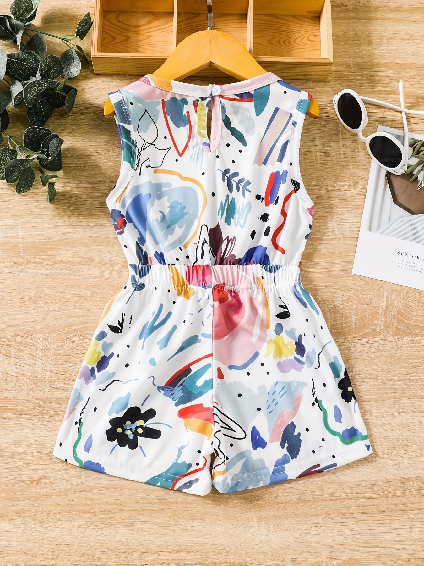 Toddler Girls Graffiti Sleeveless Rompers for Beach Vacation