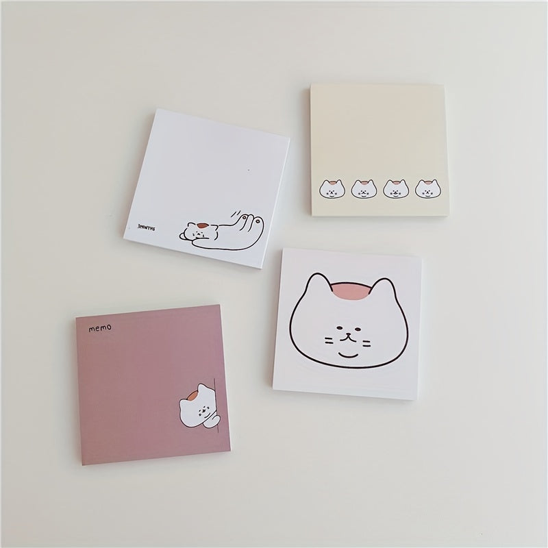 4pcs Cat Sticky Notes Mini Message Book DIY Decoration Materials