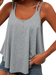  Solid Round Neck Split Strap Criss Cross Tank Top