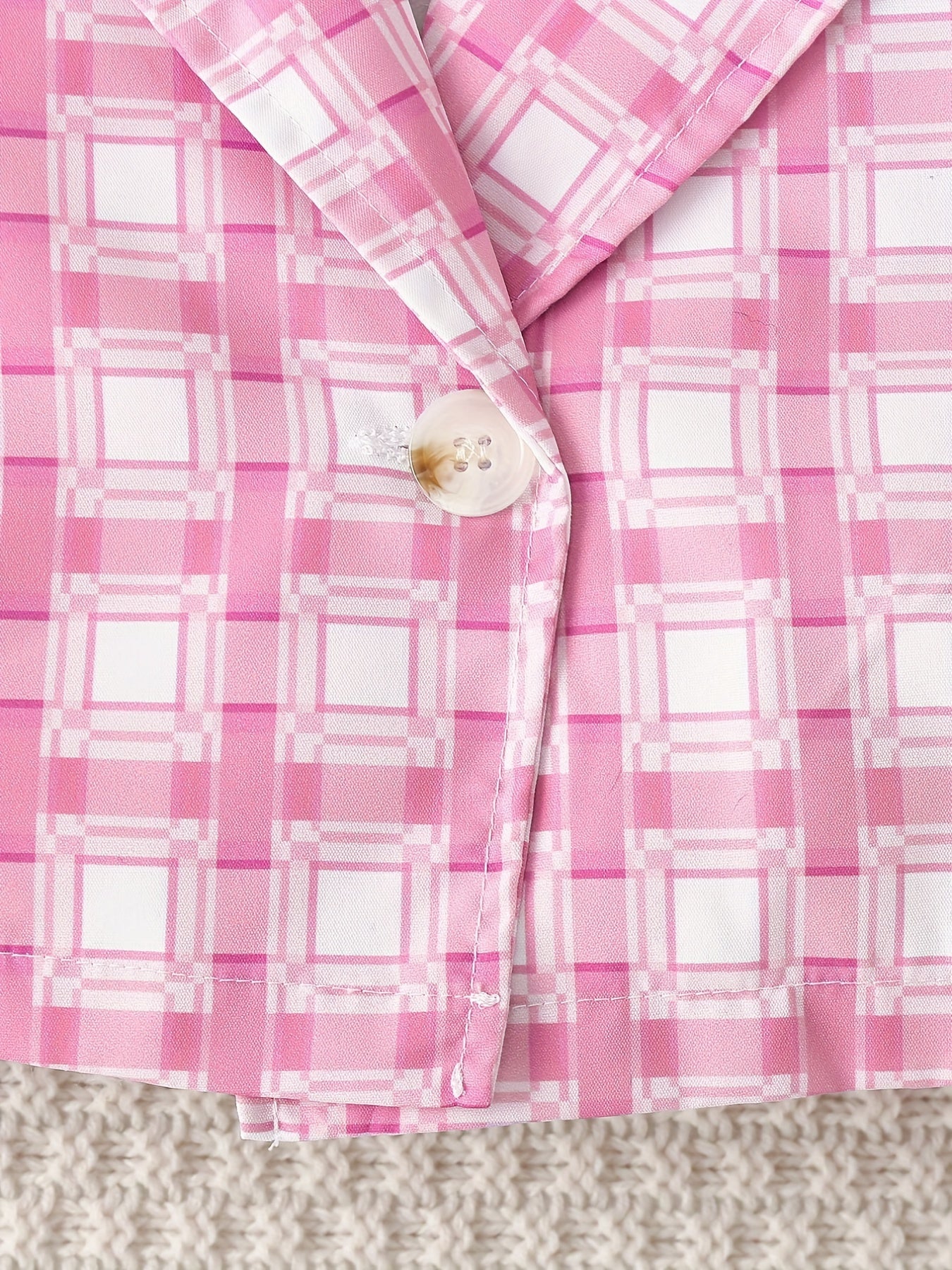 Girls Plaid Print Button Blouse & Pleated Skirt 2 Piece Set