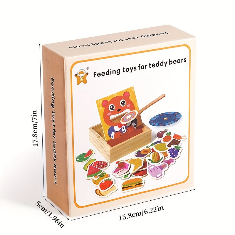 Colorful Bear Feeding Game Toy with Wooden Spoon