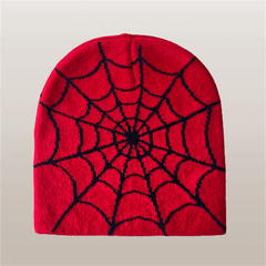 Y2K Gothic Spider Web Jacquard Skull Cap Unisex Warm Knit Hat