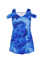  Tie Dye Cold Shoulder Mini Dress