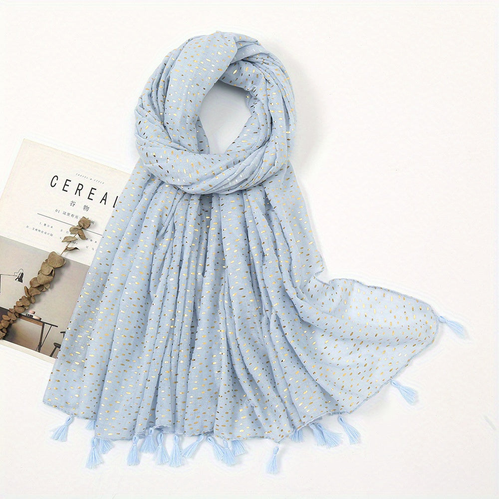 Hot Stamping Hijab Cotton Tassel Scarf Head Wrap