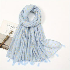 Hot Stamping Hijab Cotton Tassel Scarf Head Wrap