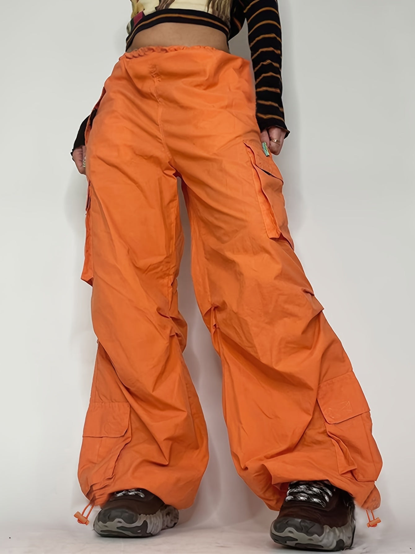 Low Waist Drawstring Loose Leg Pants American Street Sports Casual Hiking Pants