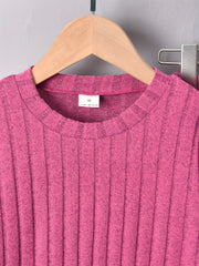 Girl's Ribbed Long Sleeve Top & Flared Pants Set Casual Outfits Spring Fall