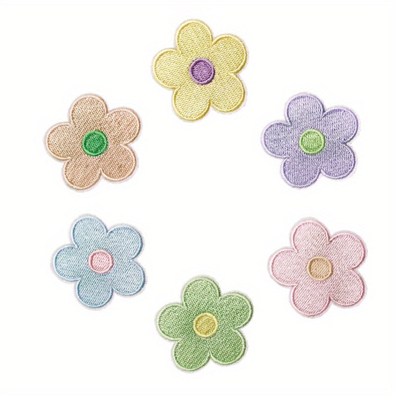 6pcs Flower Embroidered Patches Men Sew On Repair Patch DIY Crafts Clothing