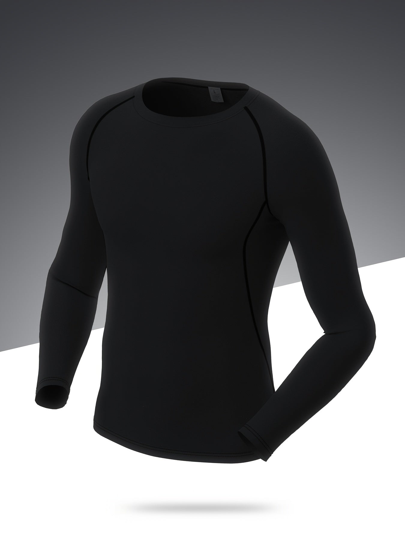 Men's Solid Workout Shirt High Stretch Compression Base Layer