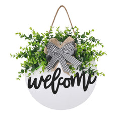 Hello Front Door Round Wooden Sign Hanging Welcome Sign Farmhouse Porch Spring