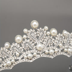 Bridal Tiara Headband Faux Pearl Rhinestone Crown