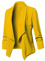  Solid Long Sleeve Lapel Collar Blazer
