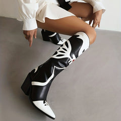 Women's Printed Chunky Heel Western Boots