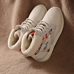 Ethnic Style Snow Boots Plush Lined Thermal Furry Shoes