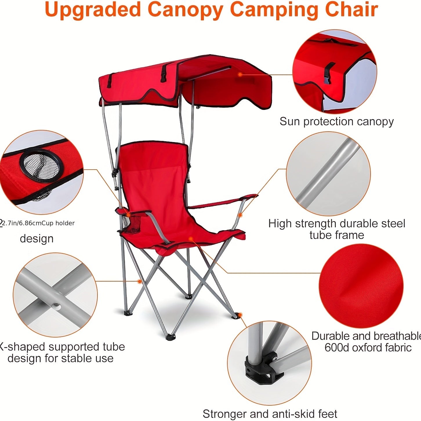 Portable Camping Chair with Sunshade for Adults Perfect for Outdoor Activities