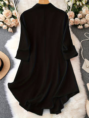  Solid Button Up Shirt Dress