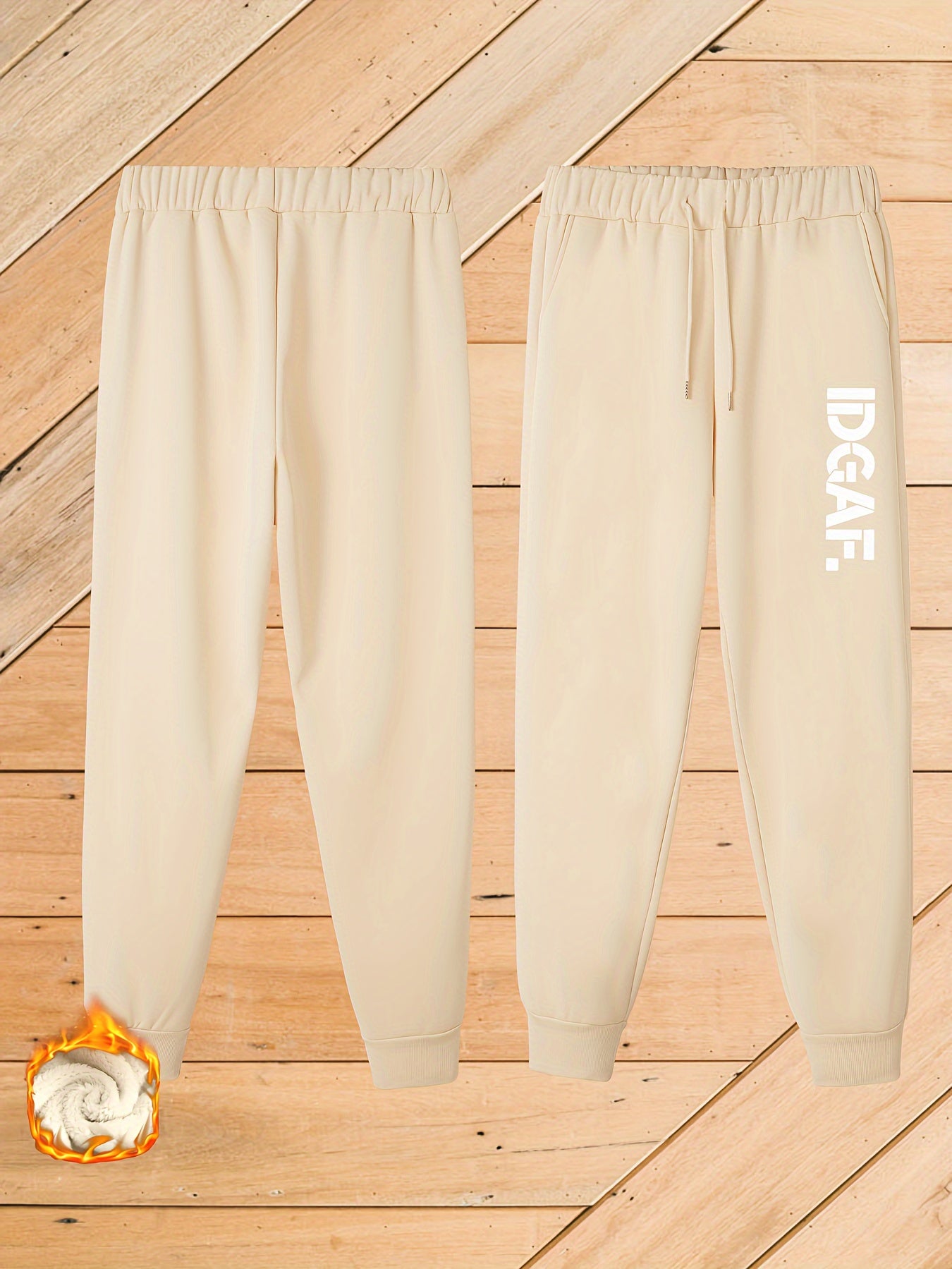 Women's Plus Letter Print Fleece Liner Elastic Drawstring Harem Trousers