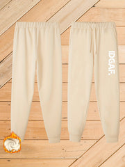 Women's Plus Letter Print Fleece Liner Elastic Drawstring Harem Trousers