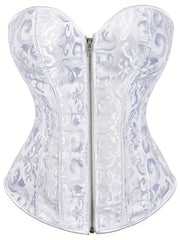 Strapless Zipper Corset Bustier Tummy Control Lace Up Jacquard Shaper
