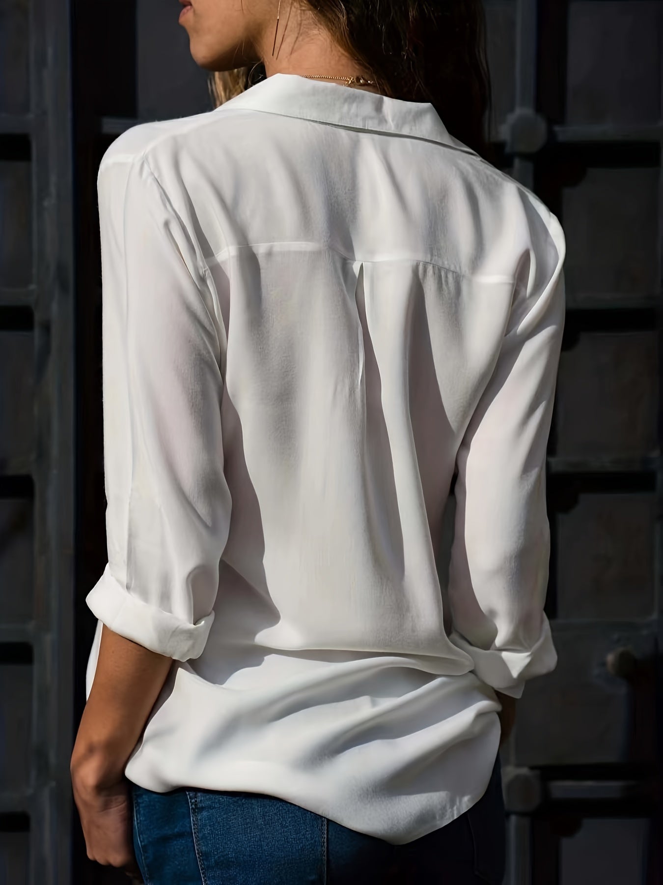  Solid Long Sleeve Button Up Shirt