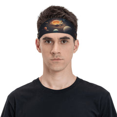 Galactic Inspired Unisex Sports Headband Sweat Wicking Polyester