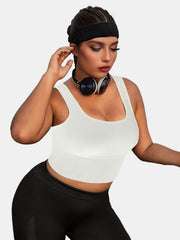  Seamless Ribbed Square Neck Sports Bra