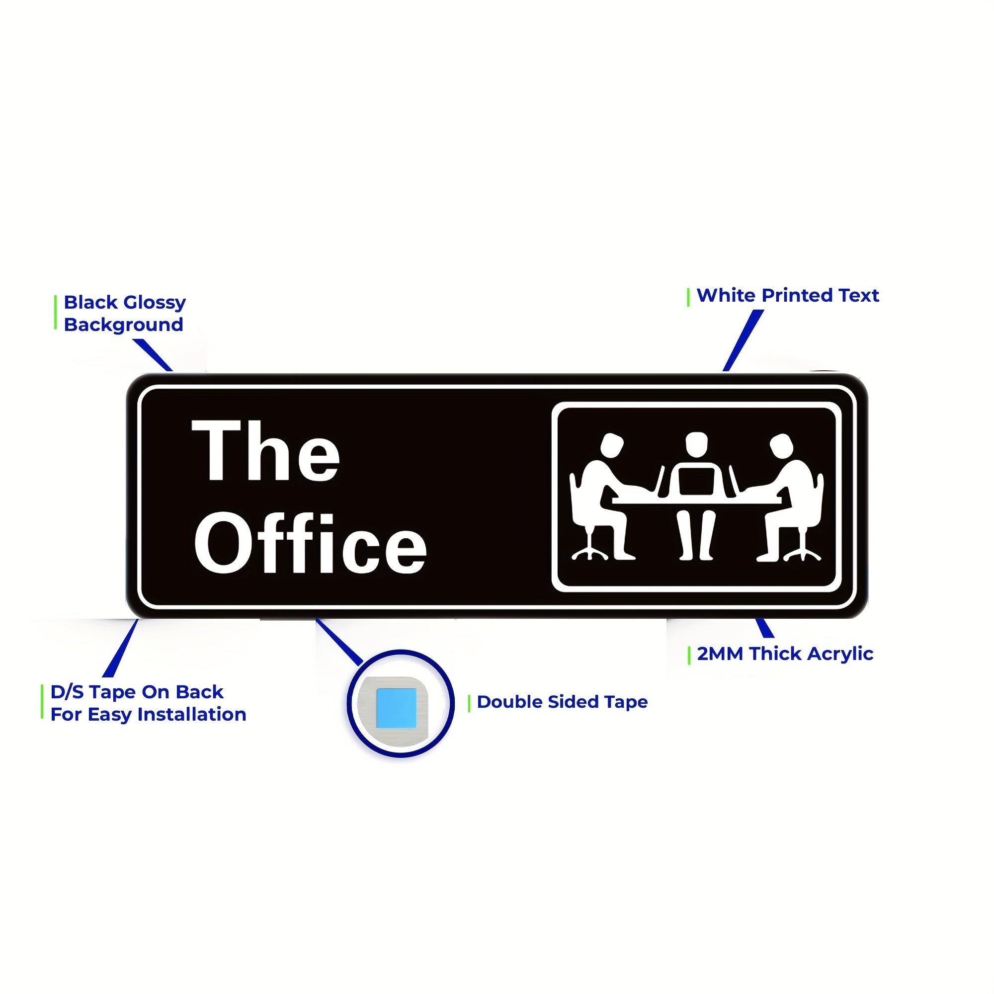 The Office Sign 9x3 Acrylic Self Adhesive for Door or Wall