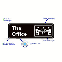 The Office Sign 9x3 Acrylic Self Adhesive for Door or Wall