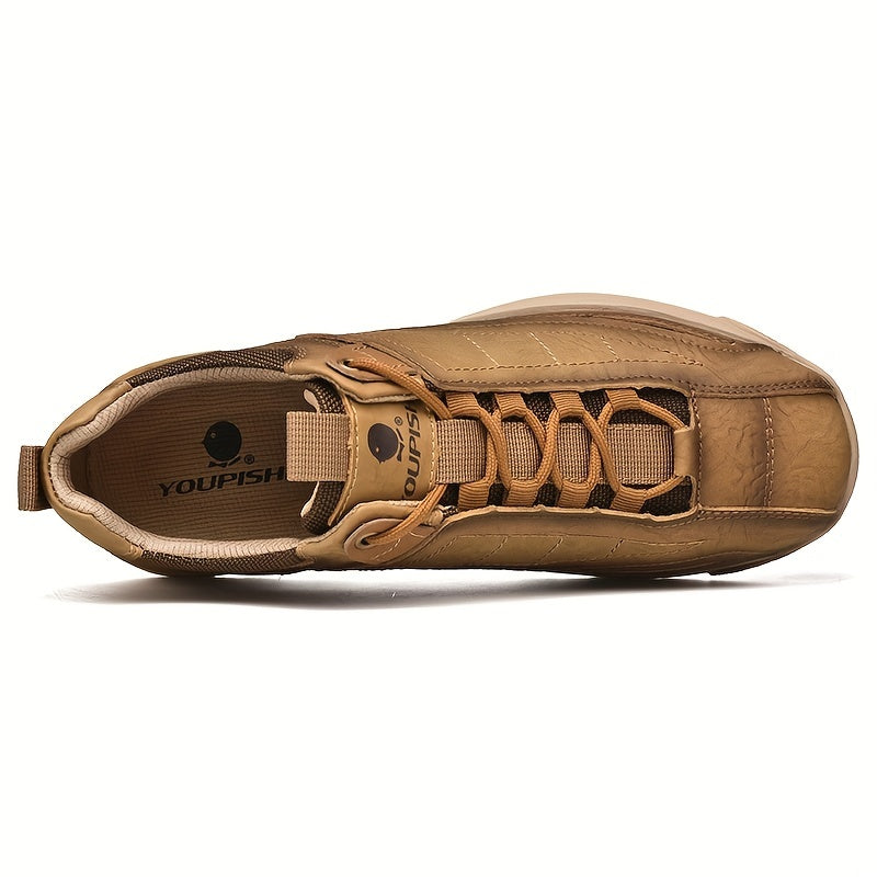 Men's Leather Platform Sneakers Soft Sole Walking Shoes