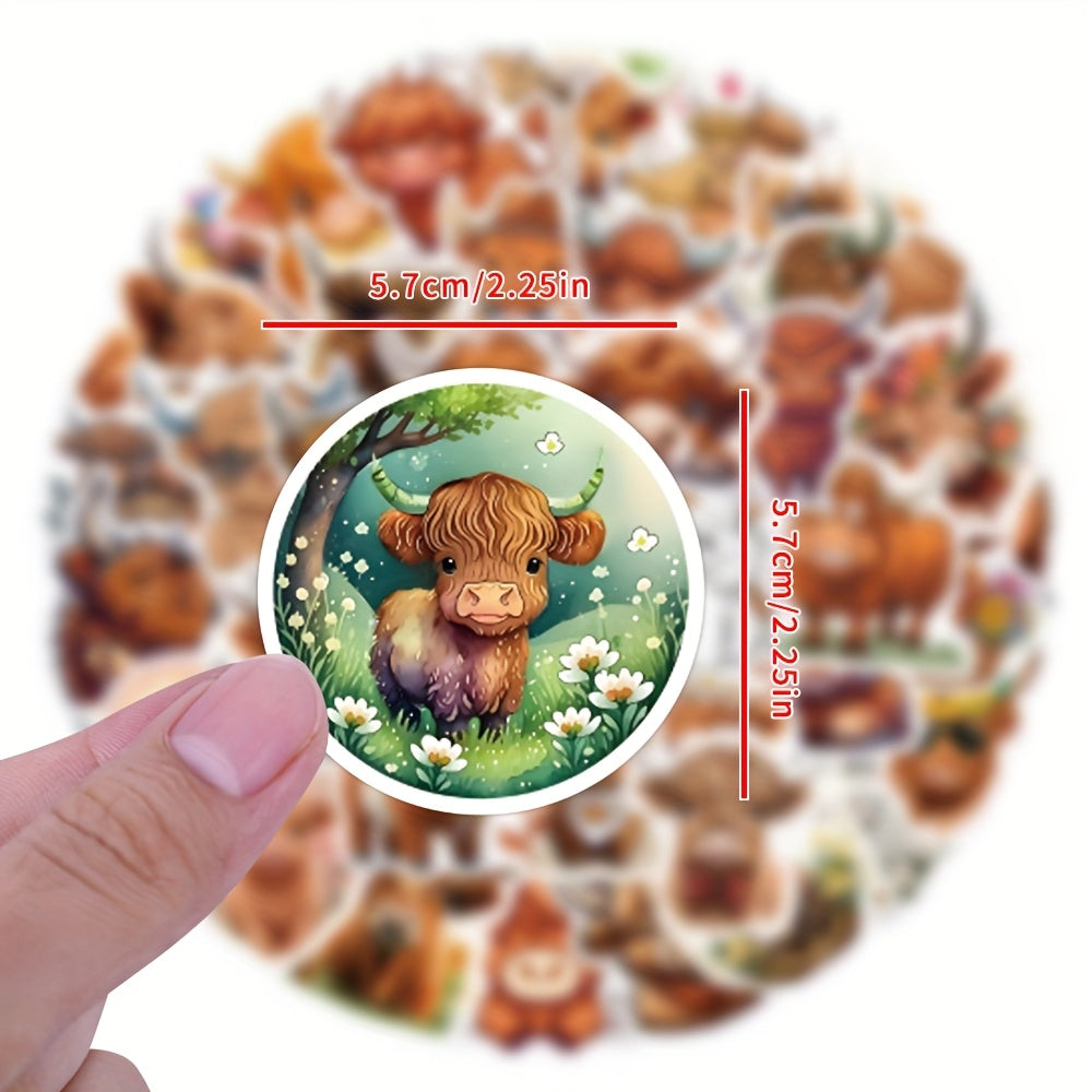 55pcs Cow Sticker for Stationery Cup Laptop Suitcases Refrigerator